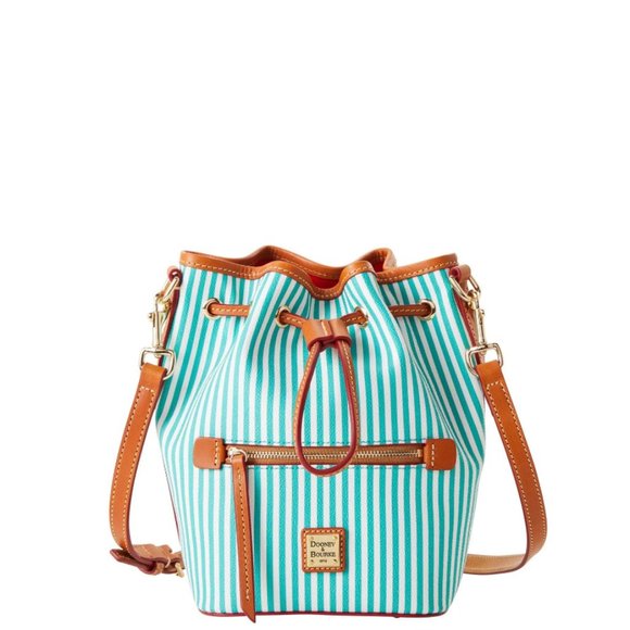 RARE Dooney & Bourke Sullivan Coated Cotton Drawstring Crossbody green white NWT